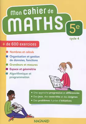 Couverture du produit · Mon cahier de maths 5e (2018) (2018)