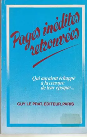 Couverture du produit · Pages inédites retrouvées