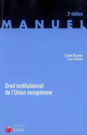 Couverture du produit · Droit institutionnel de l'Union européenne (ancienne édition)