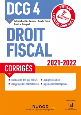 Couverture du produit · DCG 4 Droit fiscal - Corrigés 2021/2022