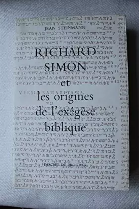 Couverture du produit · Richard Simon et les origines de l'exégèse biblique