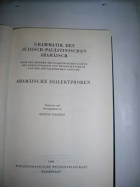 Couverture du produit · Grammatik des jüdisch-palästinischen Aramäisch und Aramäische Dialektproben
