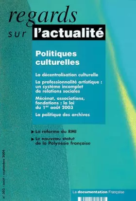 Couverture du produit · Politiques culturelles (n.303 aout-septembre 2004)