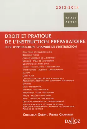 Couverture du produit · Droit et pratique de l'instruction préparatoire