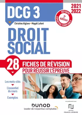 Couverture du produit · DCG 3 Droit social - 2021/2022: 28 Fiches de révision pour réussir l'épreuve (2021-2022)