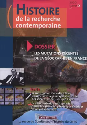 Couverture du produit · Histoire de la recherche contemporaine 2020 Tome IX n1