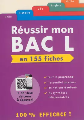 Couverture du produit · Boîte à fiches Réussir mon bac L: En 155 fiches