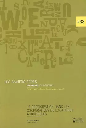 Couverture du produit · La participation dans les coopératives de locataires à Bruxelles