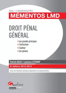 Couverture du produit · Mémentos LMD - Droit pénal général 2013-2014