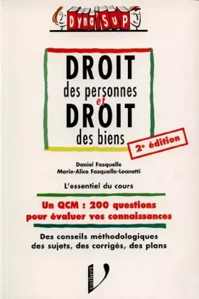 Couverture du produit · DROIT DES PERSONNES ET DROIT DES BIENS. 2ème édition