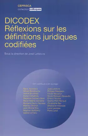 Couverture du produit · Dicodex: Réflexions sur les définitions juridiques codifiées