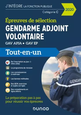 Couverture du produit · Gendarme adjoint volontaire - 2020 - Epreuves de sélection - Tout-en-un: Epreuves de sélection GAV APJA - EP - Tout-en-un (2020