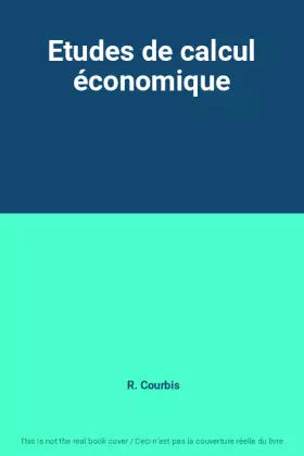 Couverture du produit · Etudes de calcul économique