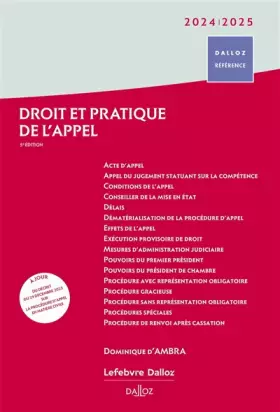 Couverture du produit · Droit et pratique de l'appel 2024/2025. 5e éd.