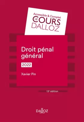 Couverture du produit · Droit pénal général 2022 13ed