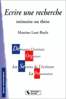 Couverture du produit · Ecrire une recherche : Mémoire ou thèse