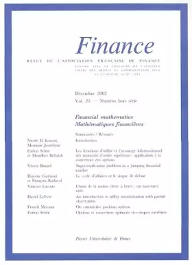 Couverture du produit · Finance 2002, hors série : Finances mathématiques
