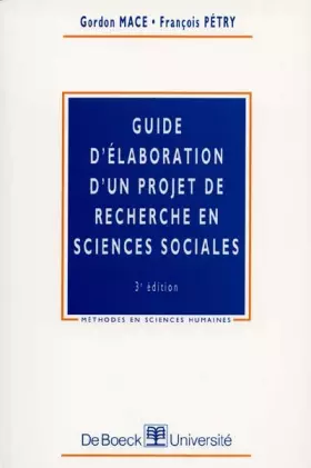 Couverture du produit · Guide d'élaboration d'un projet de recherche en sciences sociales