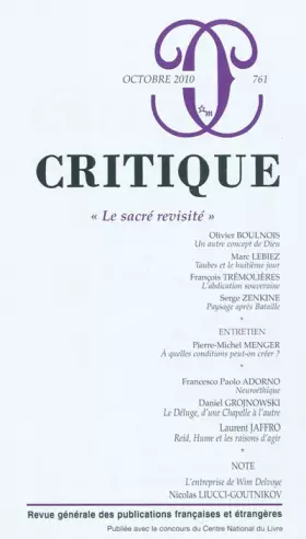 Couverture du produit · Critique, N° 761, Octobre 2010 : Le sacré revisité