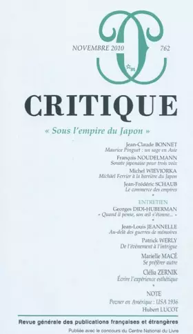 Couverture du produit · Critique, N° 762, Novembre 201 : Sous l'empire du Japon