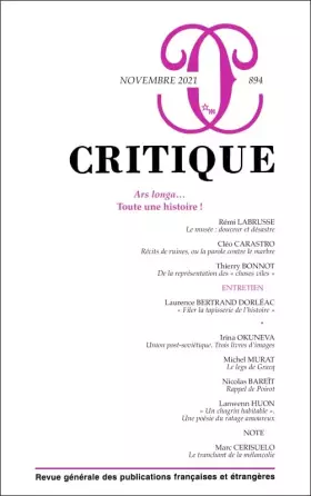 Couverture du produit · Critique 894 : Ars longa...toute une histoire ! (894)