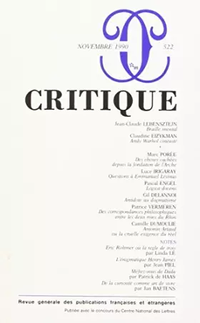 Couverture du produit · Revue Critique, numéro 522