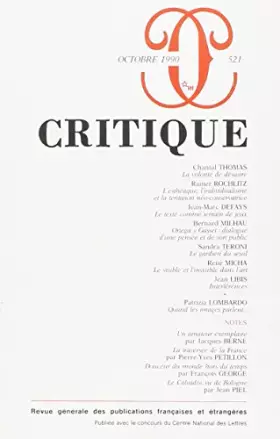 Couverture du produit · Revue Critique, numéro 521