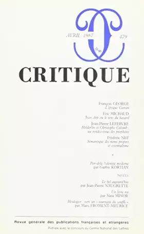 Couverture du produit · Revue Critique