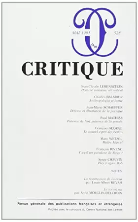 Couverture du produit · Revue Critique, numéro 528