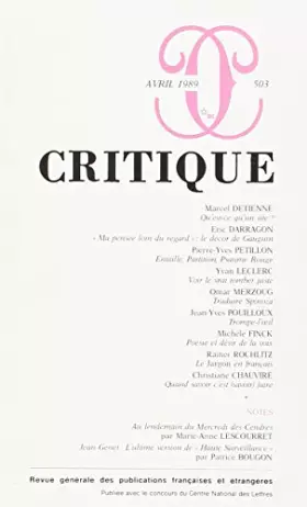 Couverture du produit · Revue Critique