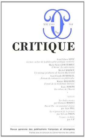 Couverture du produit · Revue Critique