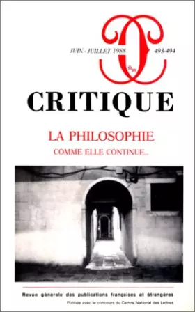 Couverture du produit · Revue Critique, numéro 493