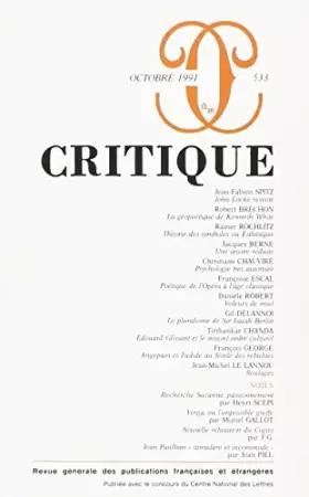 Couverture du produit · Revue Critique, numéro 533