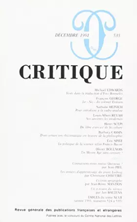 Couverture du produit · Revue Critique, numéro535