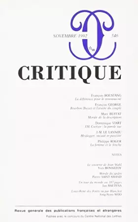 Couverture du produit · Revue Critique, numéro 546