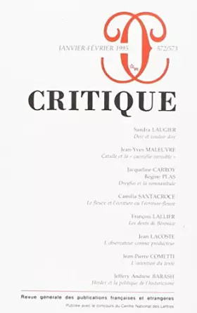 Couverture du produit · Revue Critique, numéros 572-573