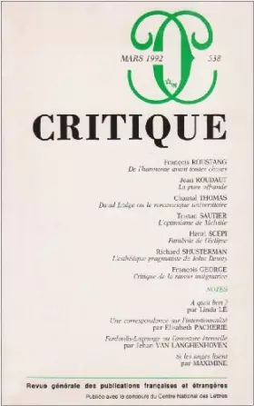 Couverture du produit · Revue Critique, numéro 538