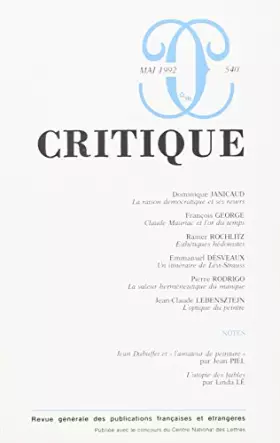 Couverture du produit · Revue Critique, numéro 540