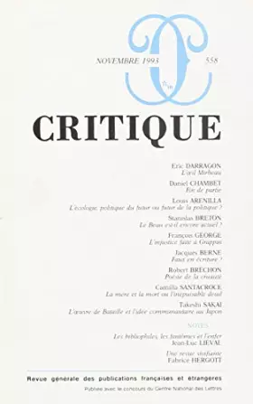 Couverture du produit · Revue Critique, numéro 558