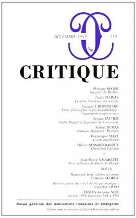 Couverture du produit · Revue Critique, numéro 559