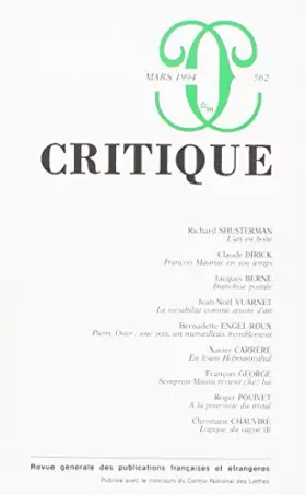 Couverture du produit · Revue Critique, numéro 562