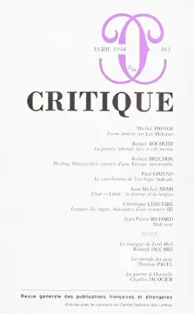 Couverture du produit · Revue Critique, numéro 563