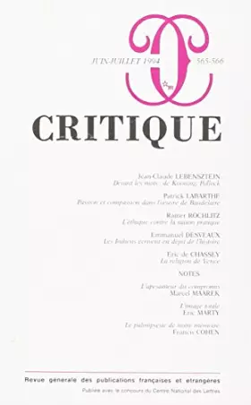 Couverture du produit · Revue Critique, numéros 565-566