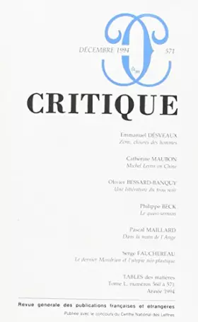 Couverture du produit · Revue Critique, numéro 571