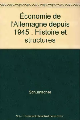 Couverture du produit · Economie de l'Allemagne depuis 1945