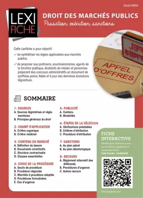 Couverture du produit · Droit des marchés publics: Passation, exécution, sanctions