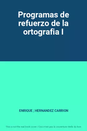 Couverture du produit · Programas de refuerzo de la ortografia I