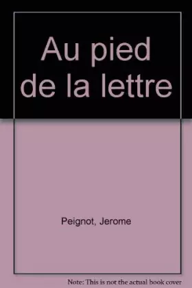 Couverture du produit · Au pied de la lettre