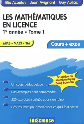 Couverture du produit · Mathématiques en licence - Cours et exercices résolus, tome 1 - 1re année