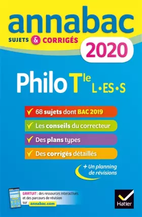 Couverture du produit · Annales Annabac 2020 Philosophie Tle L, ES, S: sujets et corrigés du bac Terminale séries générales